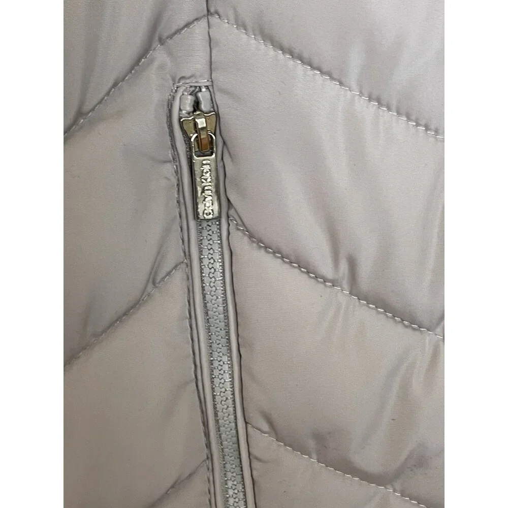 Calvin Klein Puffer‎ Vest Womens Plus Size 1X Beige Black Quilted Pockets